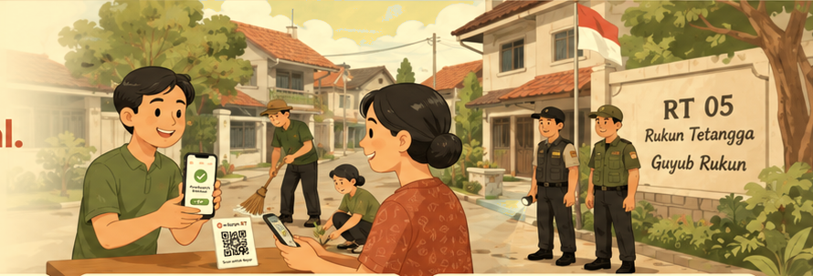 Ilustrasi warga Perumahan PGRI melakukan pembayaran iuran, kerja bakti, dan ronda